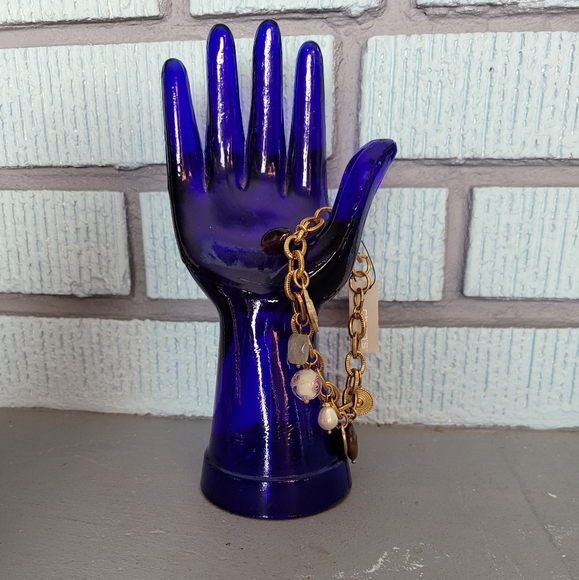 Chicos Gold Tone Charm Bracelet Tigers Eye Semi Precious Stone Glass Bea… - Picture 3 of 7